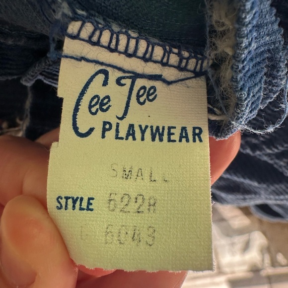 Vintage Classic Blue and Red Corduroy Overalls with Red Trim - Picture 2 of 7